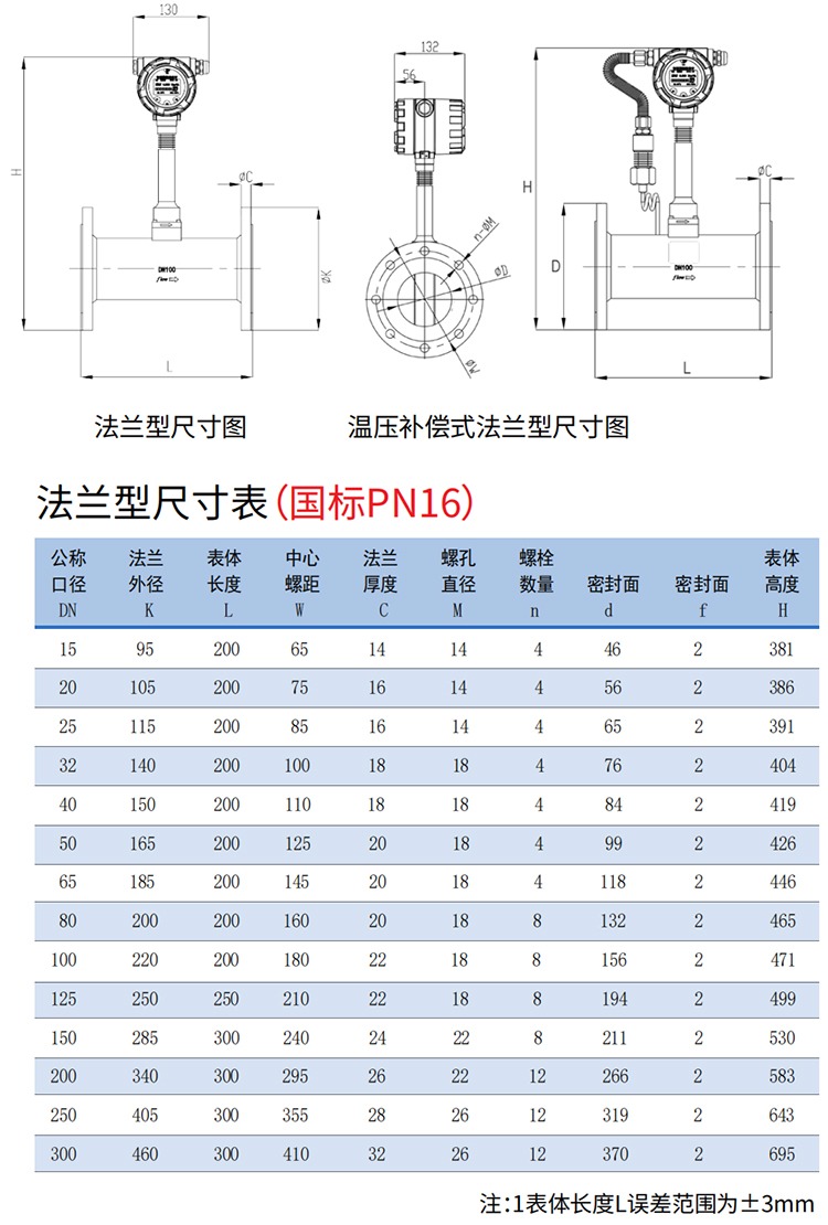 氣體流量計(jì)法蘭式尺寸圖